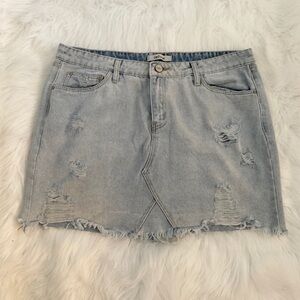 Refuge Distressed Denim Mini Skirt